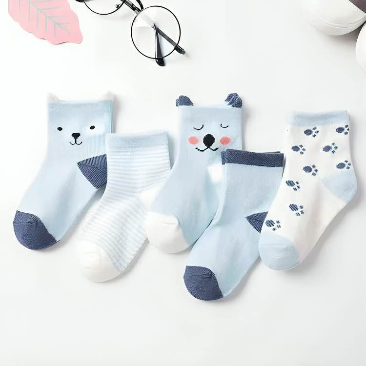 Picture of 5 Pair Children's Socks Spring And Autumn Thin Tube Socks Boys And Girls Small And Medium-Sized Children's Newborn Baby Socks Premium China Import Baby Socks