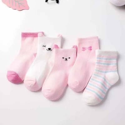 Picture of 5 Pair Children's Socks Spring And Autumn Thin Tube Socks Boys And Girls Small And Medium-Sized Children's Newborn Baby Socks Premium China Import Baby Socks