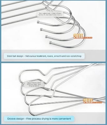 Picture of 10 Pis Stainless Steel Hanger Ball 42cm Solid Coat Hanger Clothes Support Children's Hanger drying Shirt T-shirt Organizer