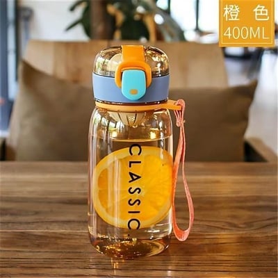 Picture of Baby Water Bottle Kids Mom pot 500ml Baby Water Bottle With Straw and Belt Food Grade Plastic BPA-free Mum Pot Kids Water Bottle Smile Kiddo School Water Bottle