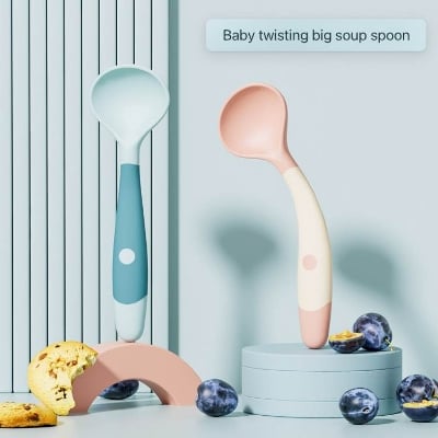 Picture of Baby Twist Large Soup Spoon Bendable Baby Training Eating Spoon Children's Tableware Food Supplements Baby Spoon