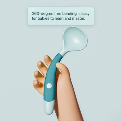 Picture of Baby Twist Large Soup Spoon Bendable Baby Training Eating Spoon Children's Tableware Food Supplements Baby Spoon