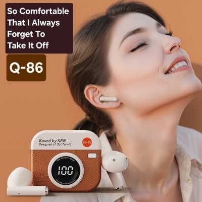 Picture of New AirPods Specials Edition Smart Digital Display Earbuds Blutooth Headphone High-Quality Berlin Sound Retro Camara Style Wareless Earbuds Q86