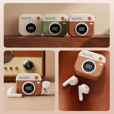 Picture of New AirPods Specials Edition Smart Digital Display Earbuds Blutooth Headphone High-Quality Berlin Sound Retro Camara Style Wareless Earbuds Q86