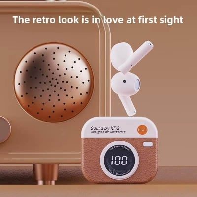 Picture of New AirPods Specials Edition Smart Digital Display Earbuds Blutooth Headphone High-Quality Berlin Sound Retro Camara Style Wareless Earbuds Q86