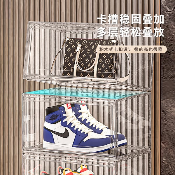 Picture of Transparent Folding Shoe Box Shoes Storage Artifact Storage - 1 Pis Box - Magnetic Suction Dustproof Space-saving Internet-red Shoe Wall Overlay Shoe Cabinet