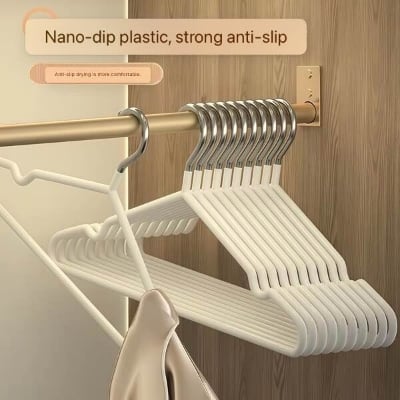 Picture of Clothes Hanger 10 pis , Non-Slip, Traceless, Plastic-Impregnated, Household Clothes Hanging, Balcony Anti-Shoulder Corner Clothes Hanger, Clothing Store Special Clothes Drying Support