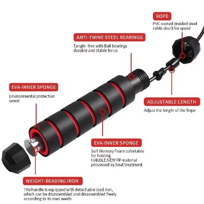 Picture of FITNESS Adjustable Skipping Rope Tangle-free Jump Rope Fitness Rope Sports Rope Steel Wire Rope for Skipping
