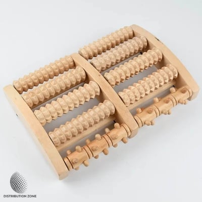 Picture of Wooden Foot Massager Roller – 5-Row Nail & Acupressure Reflexology Tool for Pain Relief wooden foot massager roller, 5 row foot reflexology, manual kraft foot roller, plantar fasciitis wooden massager, foot pain relief roller
