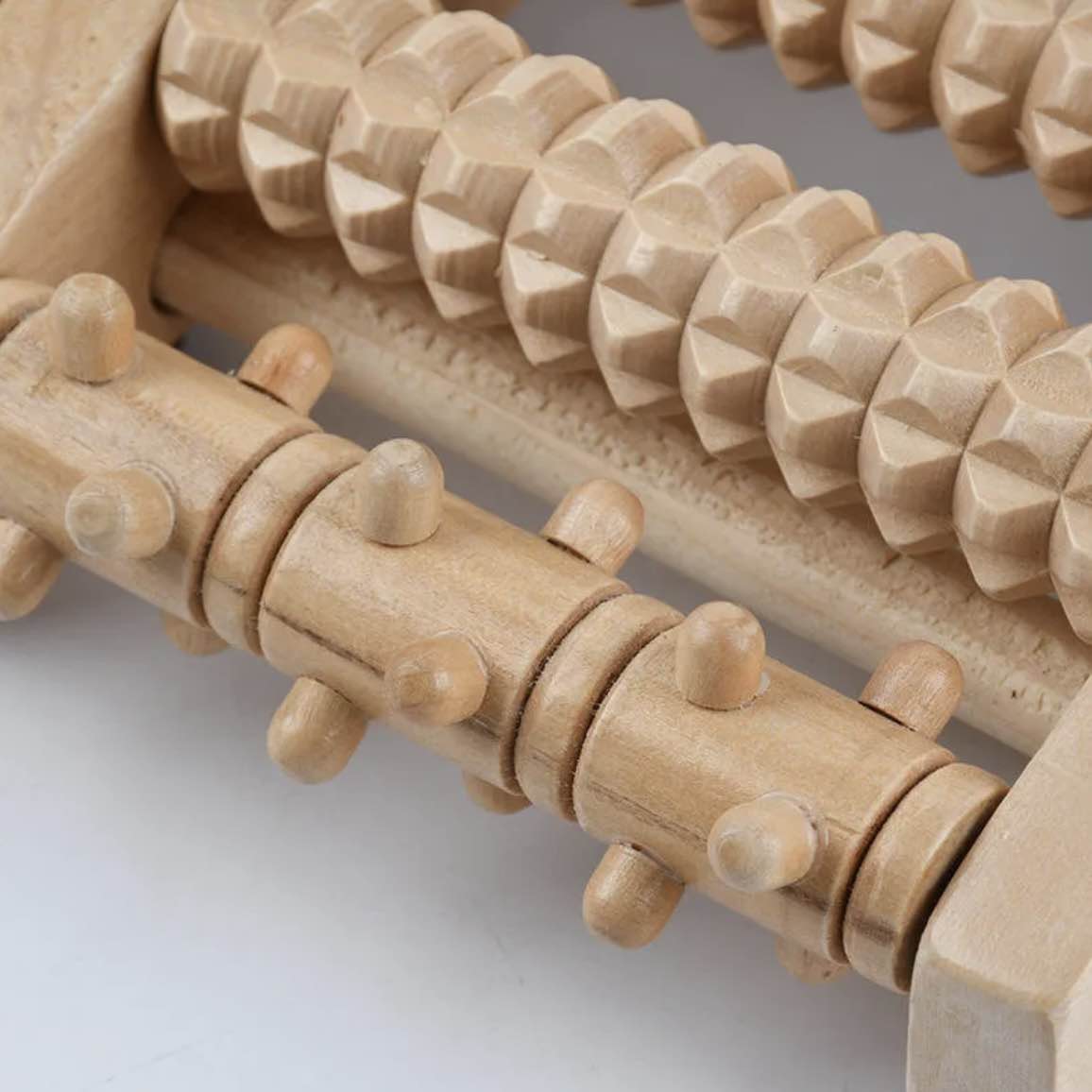 Picture of Wooden Foot Massager Roller – 5-Row Nail & Acupressure Reflexology Tool for Pain Relief wooden foot massager roller, 5 row foot reflexology, manual kraft foot roller, plantar fasciitis wooden massager, foot pain relief roller