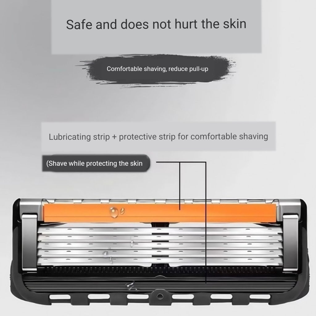 Picture of Five-blade Manual Progide Shaving Razor Razor For Men Smoth Close Clean Save Adjustable Reusable Heavy Duty Wet Shaving Manual Shaver Personal Washing Cleaning Care - Germany China Imported - 1 Body 12 Blades