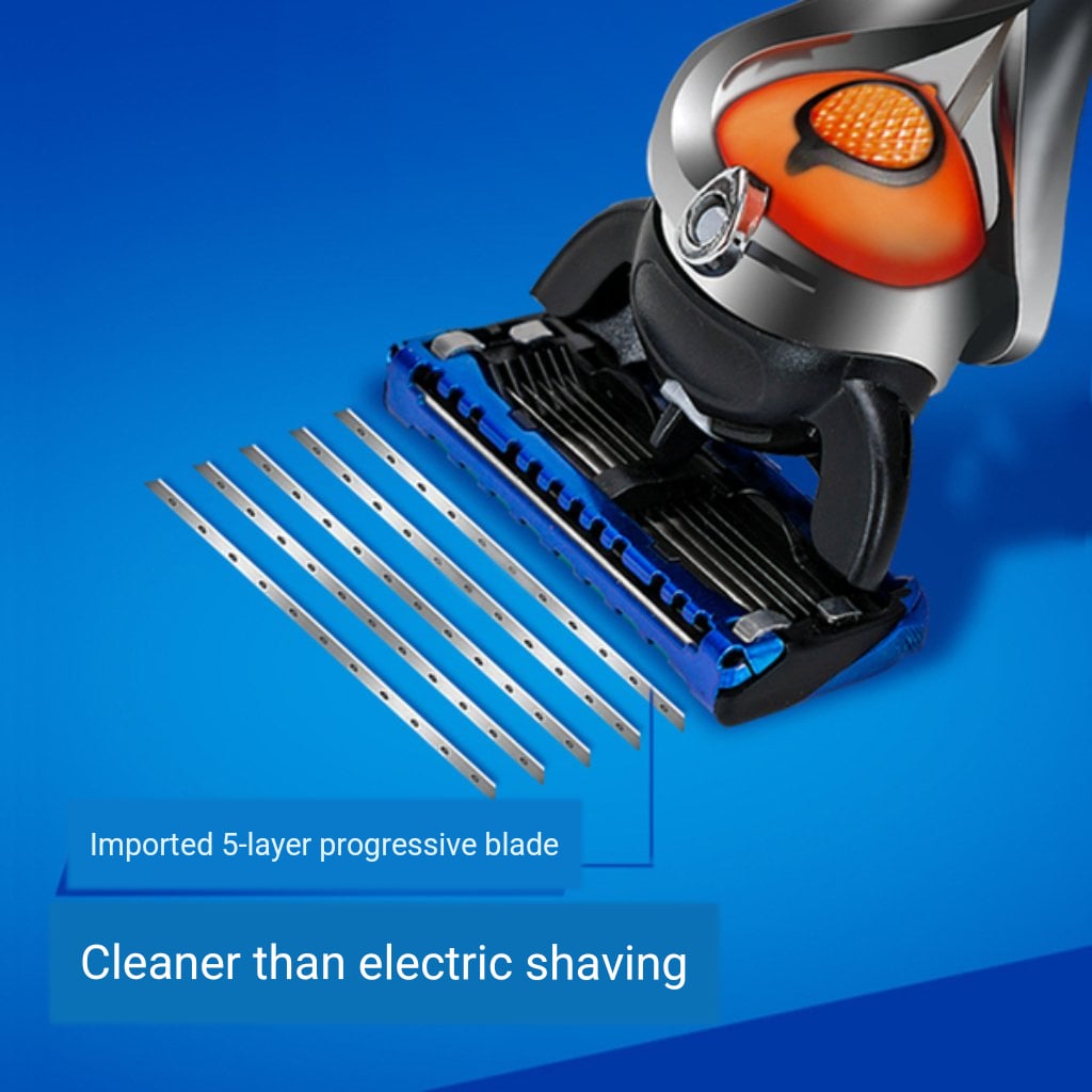 Picture of Five-blade Manual Progide Shaving Razor Razor For Men Smoth Close Clean Save Adjustable Reusable Heavy Duty Wet Shaving Manual Shaver Personal Washing Cleaning Care - Germany China Imported - 1 Body 12 Blades