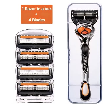 Picture of Professional Manual Shaving Five-blade Razor Razor For Men Smoth Close Clean Save Adjustable Reusable Heavy Duty Wet Shaving Manual Shaver Personal Washing Cleaning Care - Germany China Imported