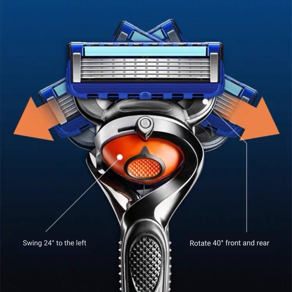 Picture of Professional Manual Shaving Five-blade Razor Razor For Men Smoth Close Clean Save Adjustable Reusable Heavy Duty Wet Shaving Manual Shaver Personal Washing Cleaning Care - Germany China Imported