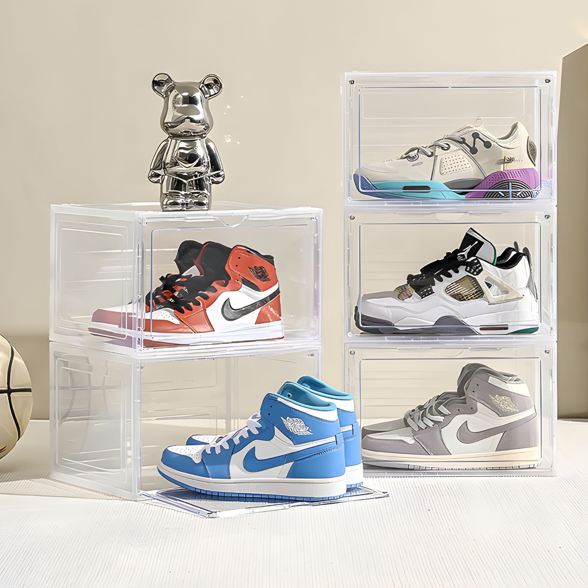 Picture of Magnetic Hard Plastic Transparent Shoe Box Shoe Storage Box Dormitory Artifact Space-saving Shoe Rack Shoe Cabinet Single Drawer Type One Box