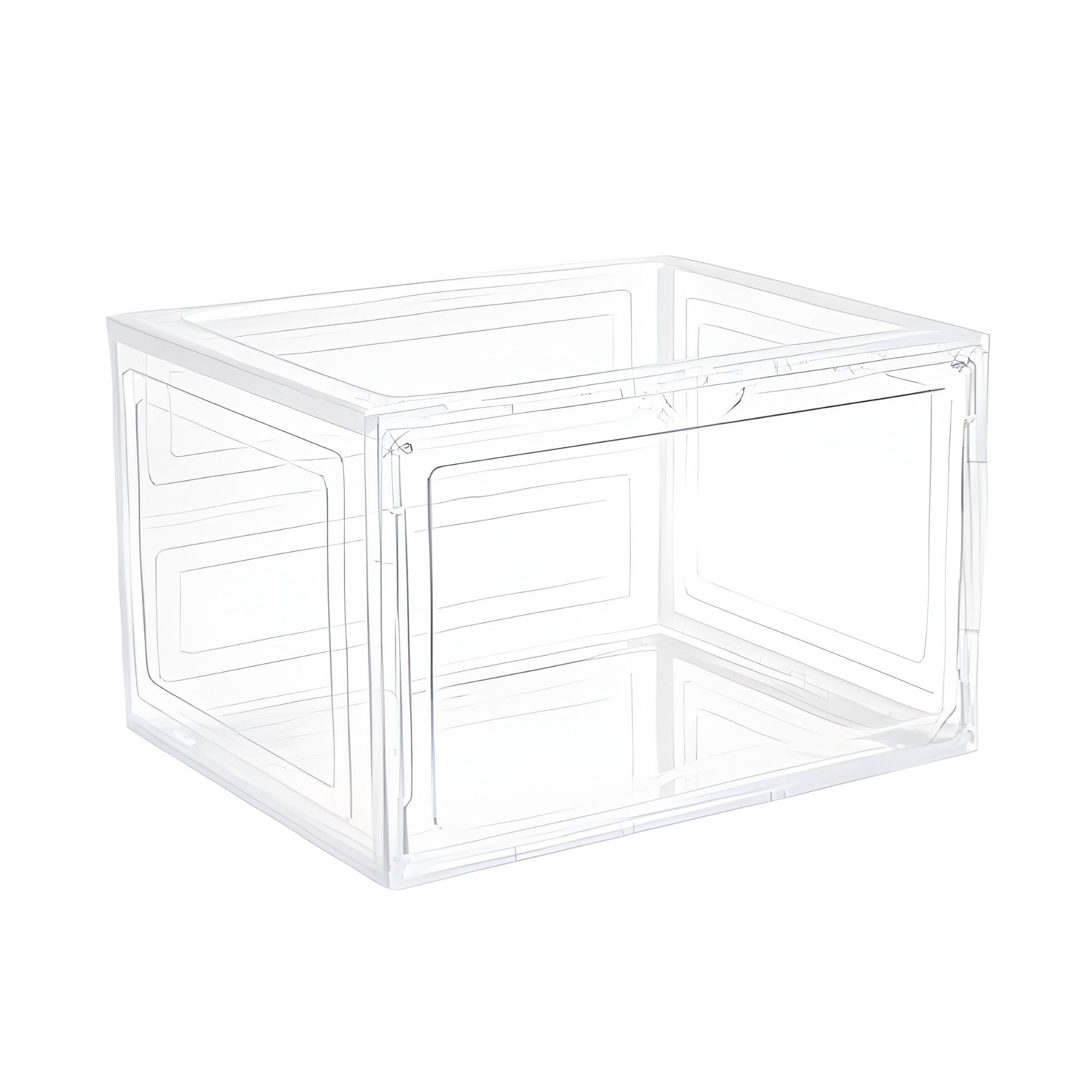 Picture of Acrylic Transparent Shoe Box - Acrylic Shoe box - 1 Piece Box - Transparent Shoe Box - Acrylic - Stackable - White & Black - Front Door/Side Door