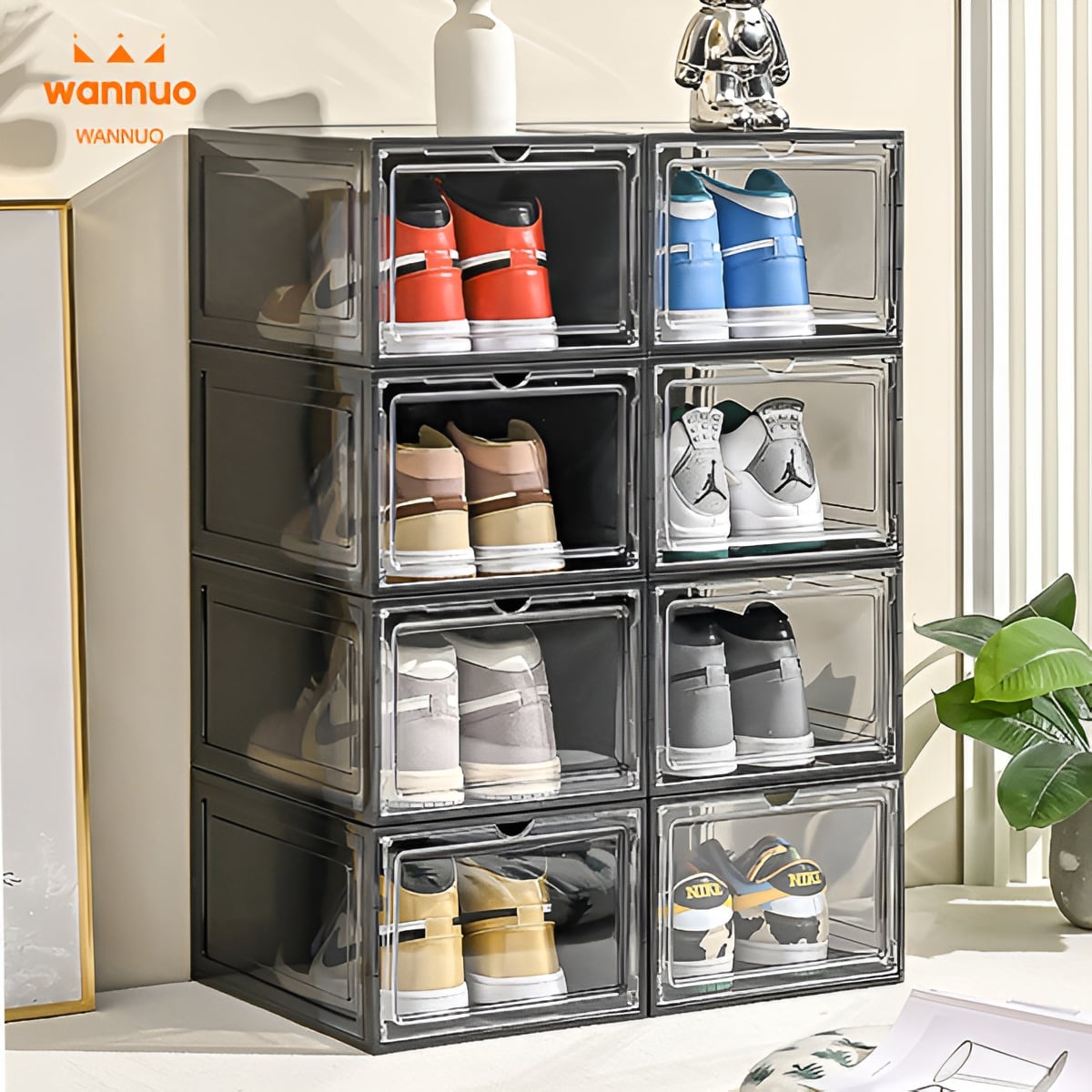 Picture of Hard Plastic Transparent Magnetic Shoe Box Shoe Storage Box Dormitory Artifact Space-saving Shoe Rack Shoe Cabinet Single Drawer Type