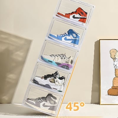 Picture of Hard Plastic Transparent Magnetic Shoe Box Shoe Storage Box Dormitory Artifact Space-saving Shoe Rack Shoe Cabinet Single Drawer Type