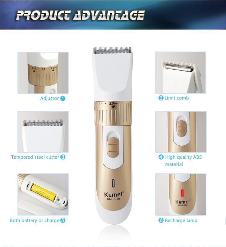 Picture of Kemei Rechargeable Hair Clipper And Trimmer Km 9020 - Gold and White
