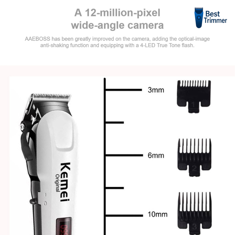 Picture of Kemei KM-809A Digital AC/DC Electric Rechargeable Professional Hair Clipper Trimmer - Multicolor