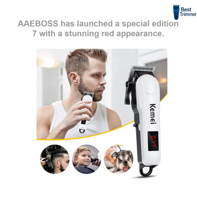 Picture of Kemei KM-809A Digital AC/DC Electric Rechargeable Professional Hair Clipper Trimmer - Multicolor
