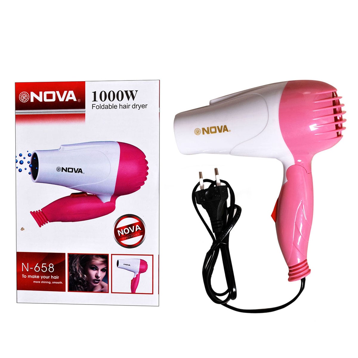 Picture of Nova New Nv-1290 Folding Hair Dryer Pink And White