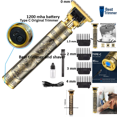 Picture of Vintage T9 Recharge Professional Hair Trimmer metal body with type C fast charging port - Gold