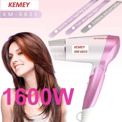 Picture of Kemey Km 6833 Professional Foldable Hot and Cool Hair Dryer 1600 watts - Multicolor