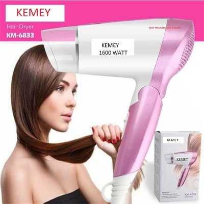 Picture of Kemey Km 6833 Professional Foldable Hot and Cool Hair Dryer 1600 watts - Multicolor