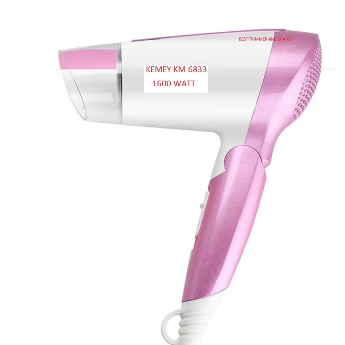 Picture of Kemey Km 6833 Professional Foldable Hot and Cool Hair Dryer 1600 watts - Multicolor