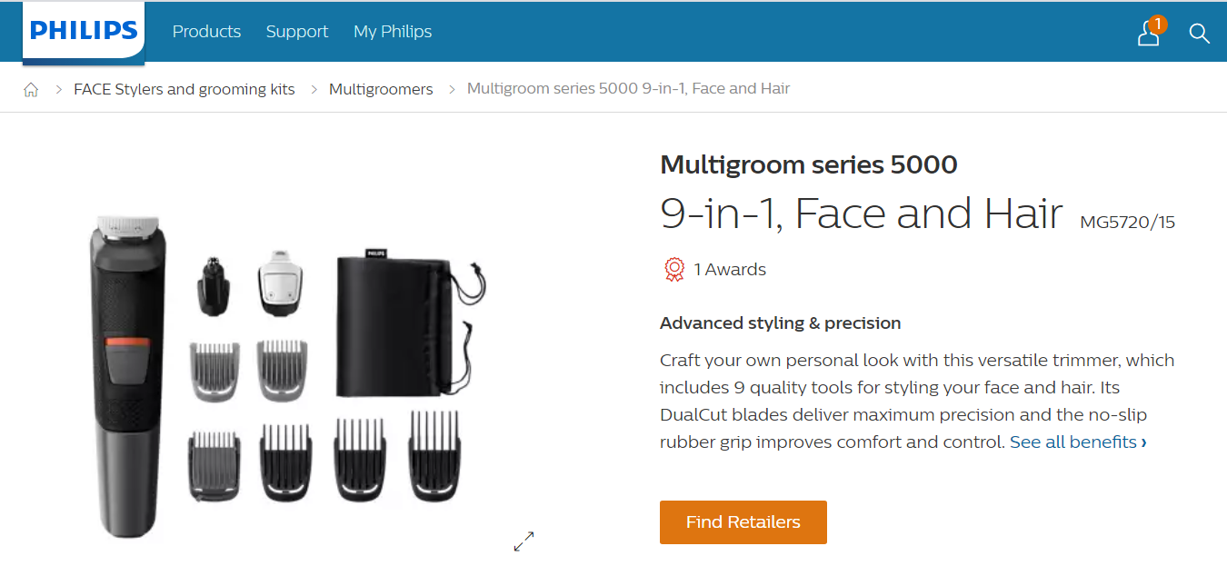 Picture of Philips MG5720/15 Multigroom Series 5000 Trimmer For Men - Black