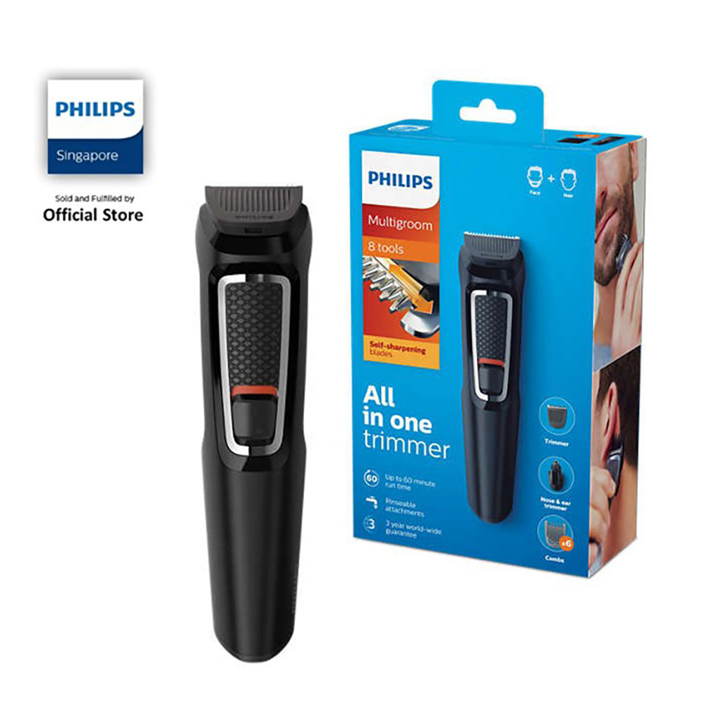 Picture of Philips MG3730/15 Multigroom 8 in 1 Face and Hair Trimmer Series 3000 for Men - Black