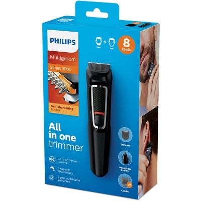 Picture of Philips MG3730/15 Multigroom 8 in 1 Face and Hair Trimmer Series 3000 for Men - Black