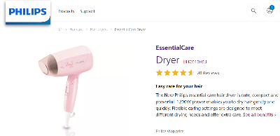 Picture of Philips BHC010/00 Essential Care DryCare Hair Dryer for Women - Pink
