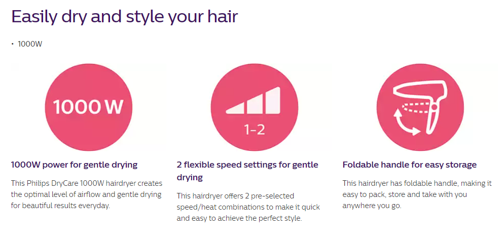 Picture of Philips HP8108/00 DryCare Hair Dryer for Women - Multicolor