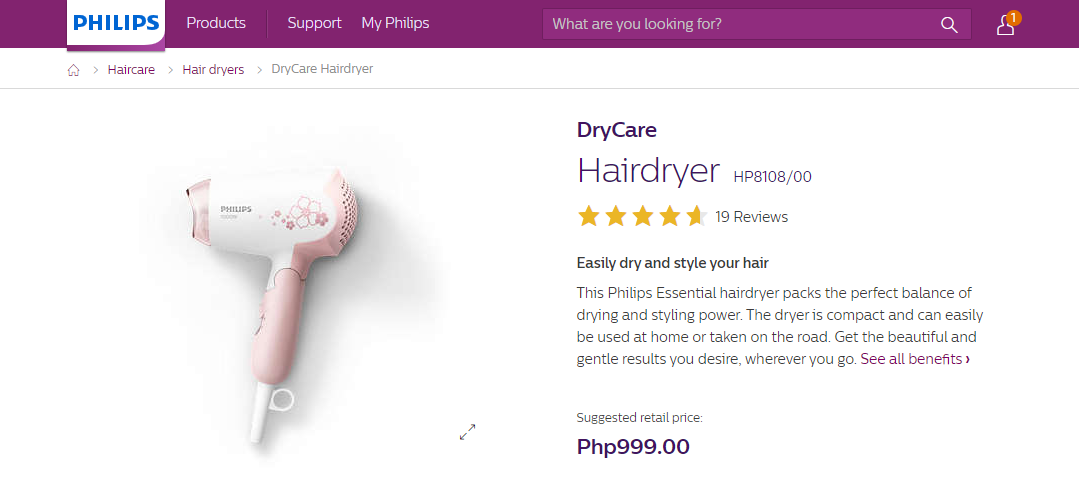 Picture of Philips HP8108/00 DryCare Hair Dryer for Women - Multicolor