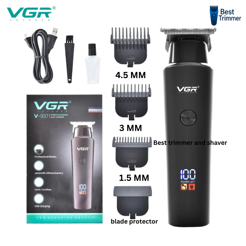 Picture of VGR V-937 Professional Rechargeable Electric Hair Trimmer With Metal Blade - Multicolor