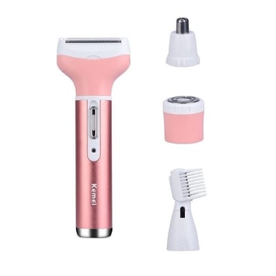 Picture of Kemei KM-6637 Multifunctional 4 in 1 Rechargeable woman body shaver Beard Eyebrow, Nose Trimmer set Female Electric shaver - Multicolor