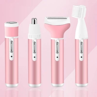 Picture of Kemei KM-6637 Multifunctional 4 in 1 Rechargeable woman body shaver Beard Eyebrow, Nose Trimmer set Female Electric shaver - Multicolor