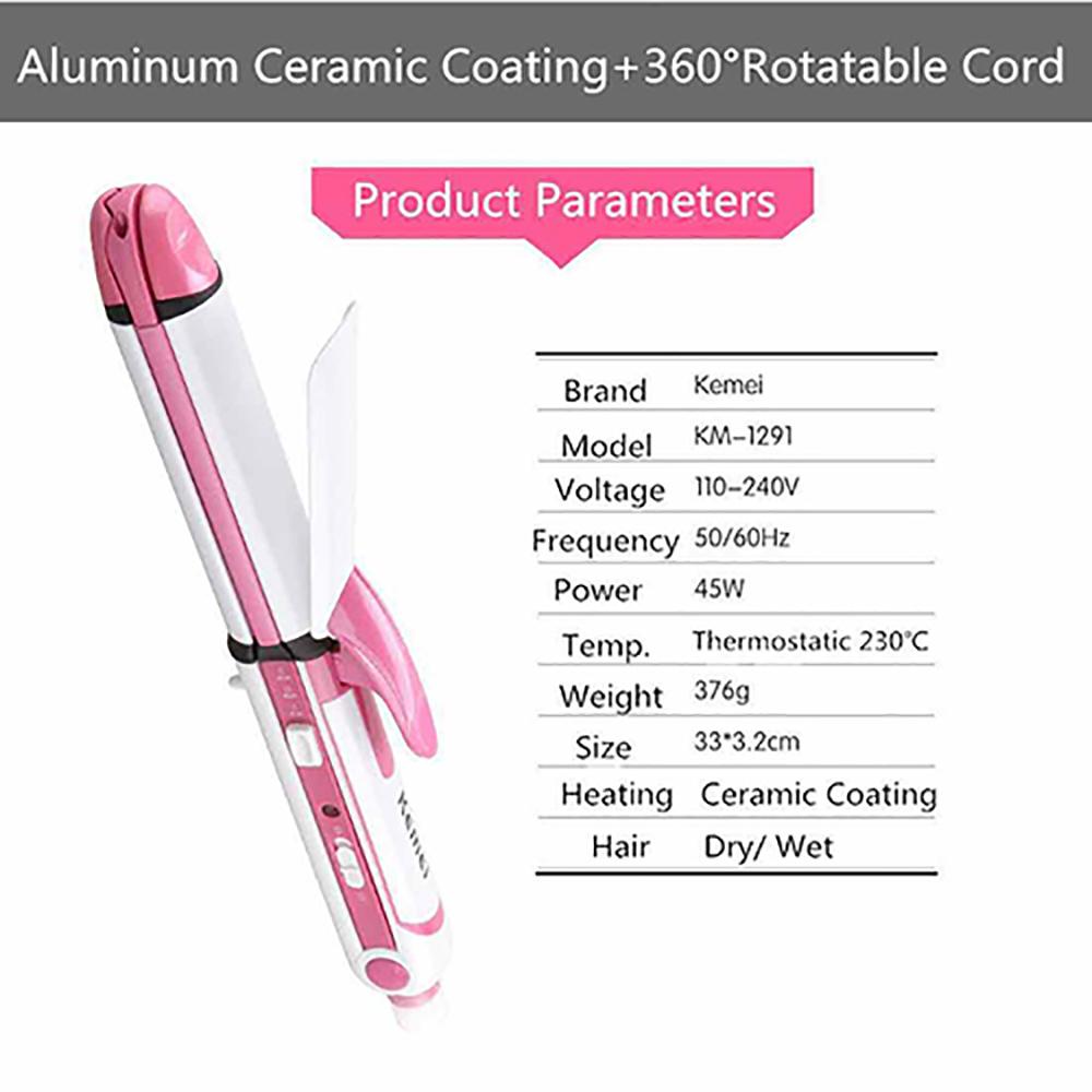 Picture of Kemei KM 1291 Ceramic Professional 3 in 1 Electric Hair Straightener Curler Styler and Crimper - Multicolor