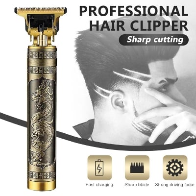Picture of HTC Vintage T9 Hair Cutting Machine Hair Trimmer Recharge metal body Professional Cordless Hair Trimmer - Gold