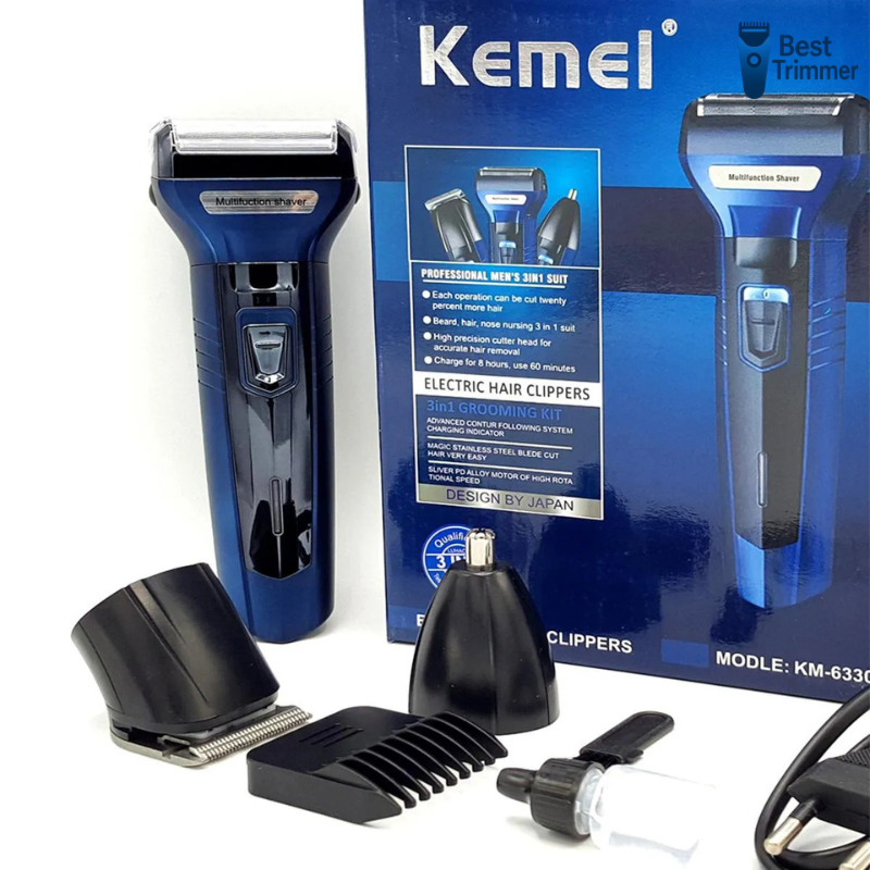 Picture of Kemei KM-6330 Grooming Kit 3 in 1 Shaver Trimmer for Men - Blue