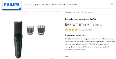 Picture of Philips BT1230/15 Beard Trimmer Series 1000 for Men - Grey