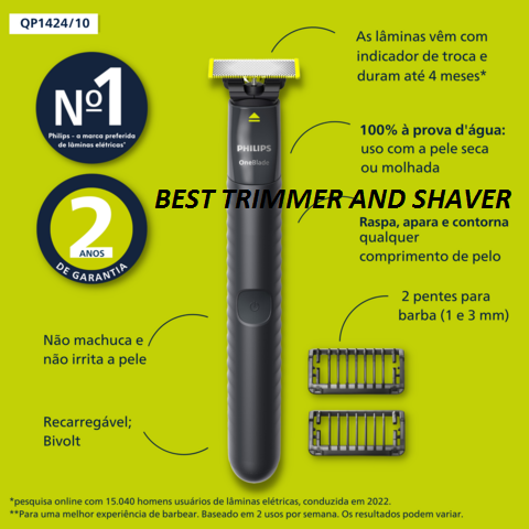 Picture of Philips OneBlade Face FQ1424/10 Trimmer Electric Beard Razor for Men Rechargeable Precision Trimmer for Smooth Skin Comfort Trimmer - Grey