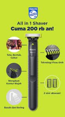 Picture of Philips OneBlade Face FQ1424/10 Trimmer Electric Beard Razor for Men Rechargeable Precision Trimmer for Smooth Skin Comfort Trimmer - Grey
