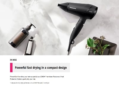 Picture of Panasonic EH-ND65 Compact Hair Dryer Powerful Fast Drying for Women - Black