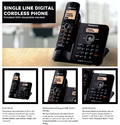 Picture of Panasonic KX-TG3811SX Single Line Digital Cordless Telephone - Black