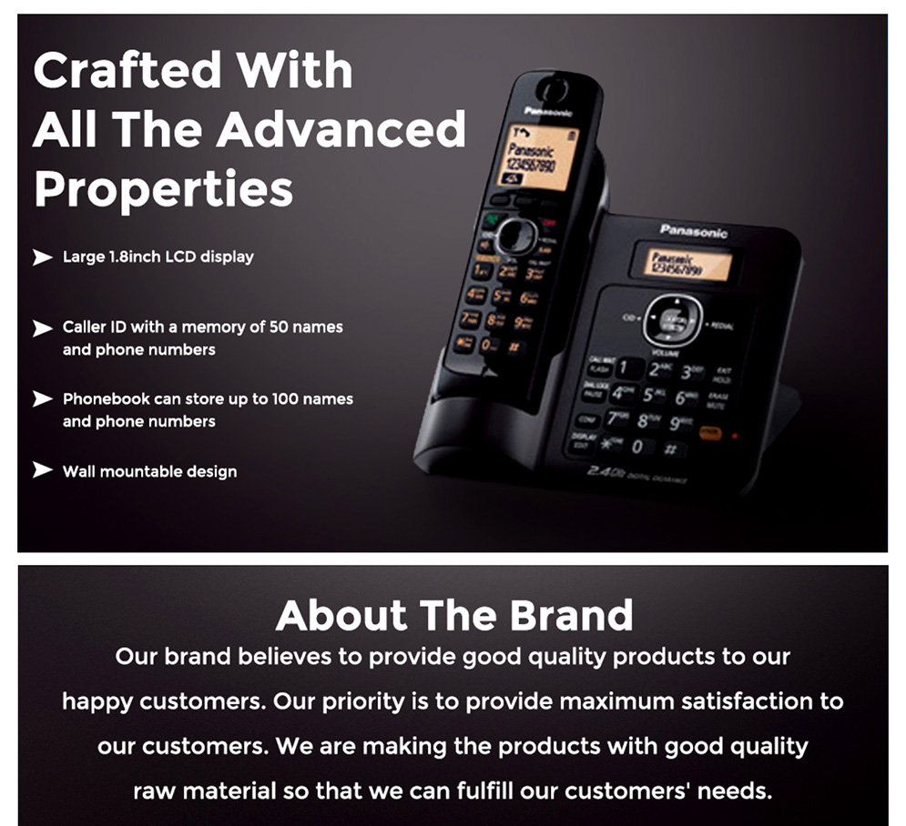 Picture of Panasonic KX-TG3811SX Single Line Digital Cordless Telephone - Black