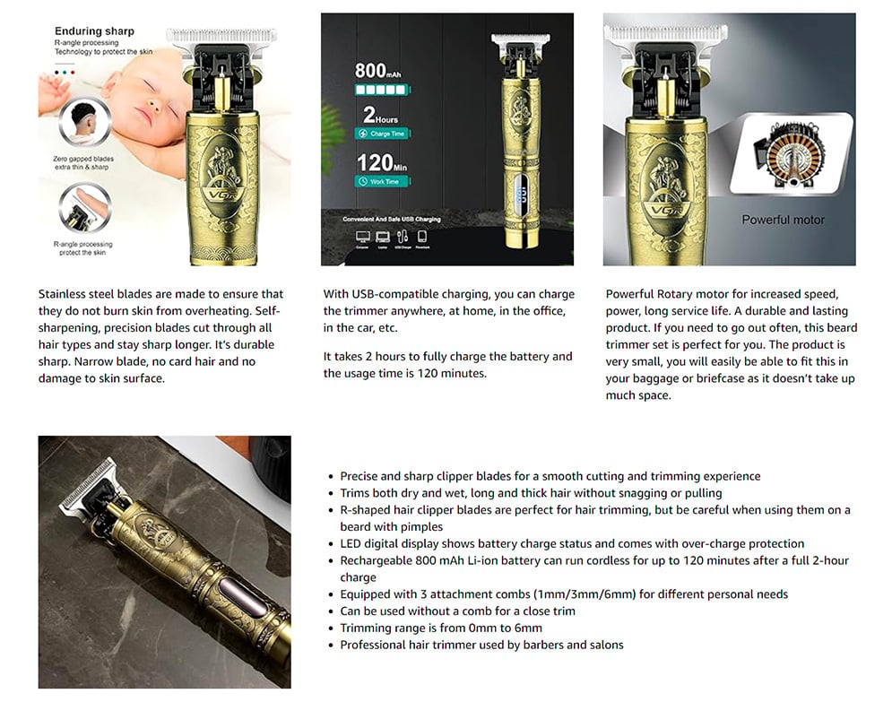 Picture of VGR V-091 Hair Clipper and Beard Trimmer with Digital Display for Men