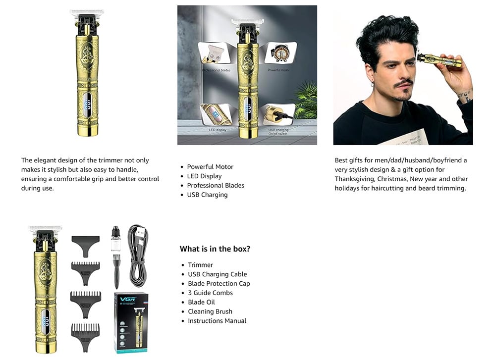 Picture of VGR V-091 Hair Clipper and Beard Trimmer with Digital Display for Men